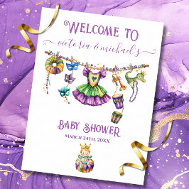 Póster Signo de bienvenida de Baby Shower de Mardi Gras C