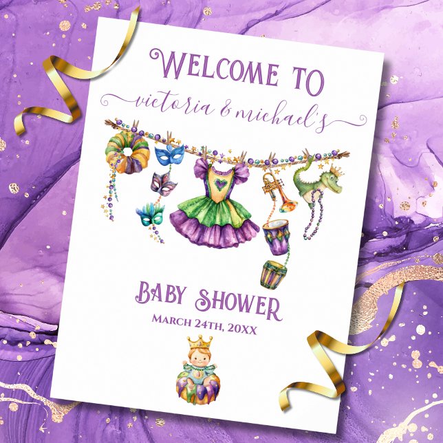 Póster Signo de bienvenida de Baby Shower de Mardi Gras C (Subido por el creador)