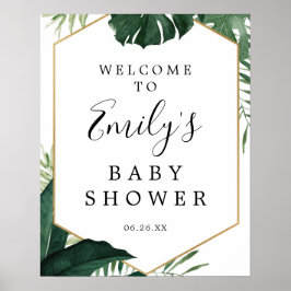 Póster Signo de bienvenida de Baby Shower de Monstera tro