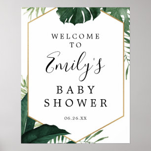 Póster Signo de bienvenida de Baby Shower de Monstera tro