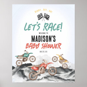 Póster Signo de bienvenida de Baby Shower de Motor Dirt B