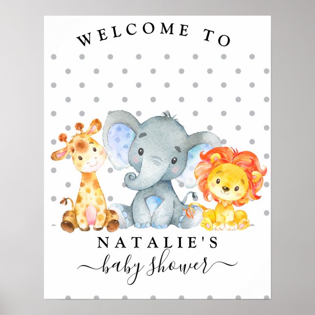 Póster Signo de bienvenida de Baby Shower de niño con saf (Frente)