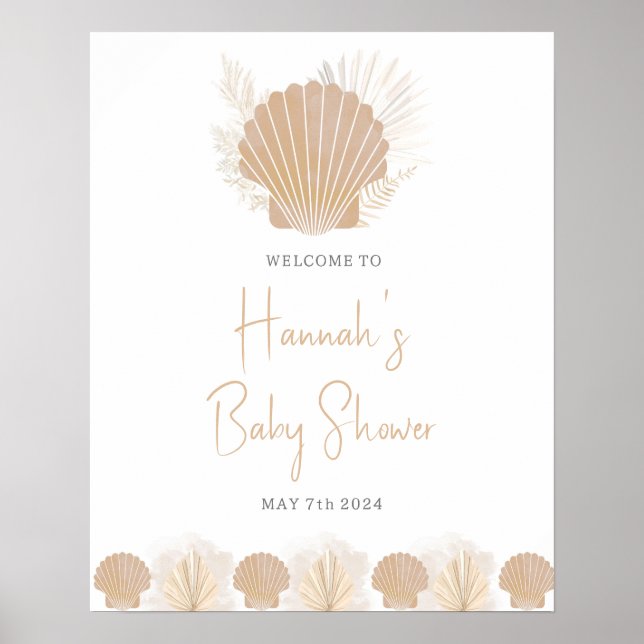 Póster Signo de bienvenida de Baby Shower de Ocean Shell (Frente)