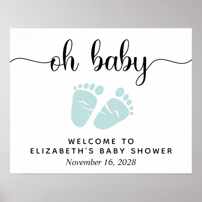 Póster Signo de bienvenida de Baby Shower de Oh Baby Mint (Frente)