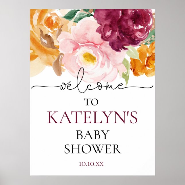 Póster Signo de bienvenida de Baby Shower de otoño (Frente)