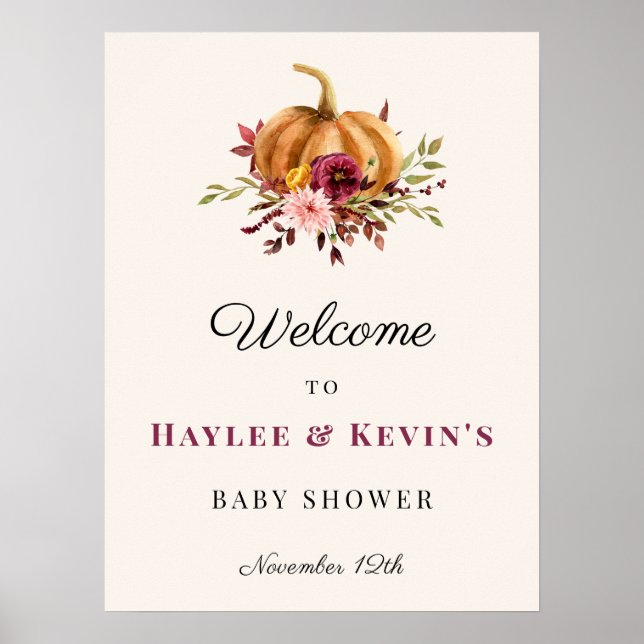 Póster Signo de bienvenida de Baby Shower de otoño (Frente)