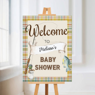 Póster Signo de bienvenida de Baby Shower de pesca rusa