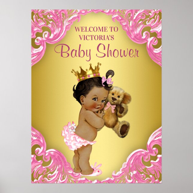 Póster Signo de bienvenida de Baby Shower de princesa étn (Frente)
