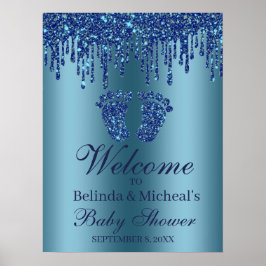 Póster Signo de bienvenida de Baby Shower de purpurina Dr