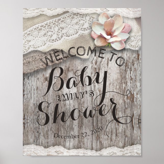 Póster Signo de bienvenida de Baby Shower de Rusood Burla (Frente)