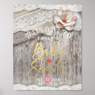 Póster Signo de bienvenida de Baby Shower de Rusood Burla
