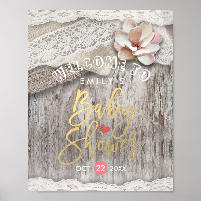 Póster Signo de bienvenida de Baby Shower de Rusood Burla (Frente)