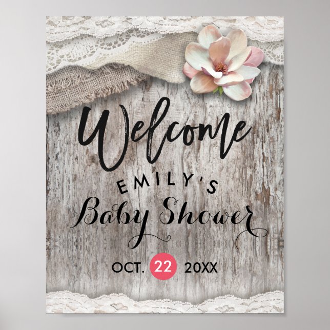 Póster Signo de bienvenida de Baby Shower de Rusood Burla (Frente)