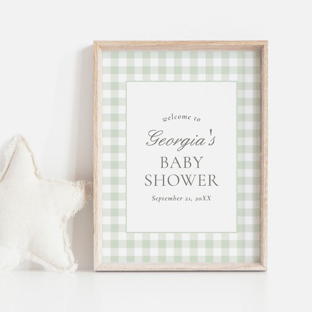 Póster Signo de bienvenida de Baby Shower de Sage Green G (Subido por el creador)