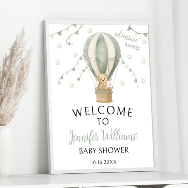 Póster Signo de bienvenida de Baby Shower de Sage Green T (Subido por el creador)