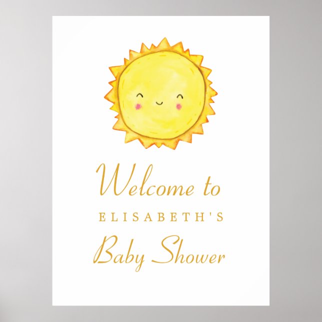 Póster Signo de bienvenida de Baby Shower de Sun / Gracia (Frente)