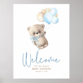 Póster Signo de bienvenida de Baby Shower de Teddy Bear
