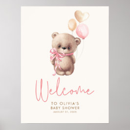 Póster Signo de bienvenida de Baby Shower de Teddy Bear