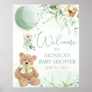 Póster Signo de bienvenida de Baby Shower de Teddy Bear