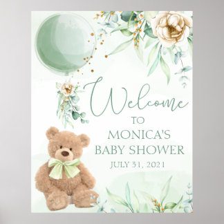 Póster Signo de bienvenida de Baby Shower de Teddy Bear