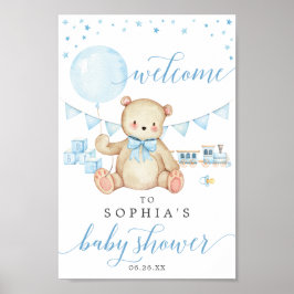 Póster Signo de bienvenida de Baby Shower de Teddy Bear B