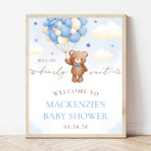 Signo de bienvenida de Baby Shower de Teddy Bear B