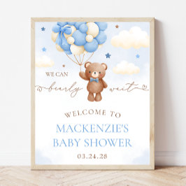 Póster Signo de bienvenida de Baby Shower de Teddy Bear B