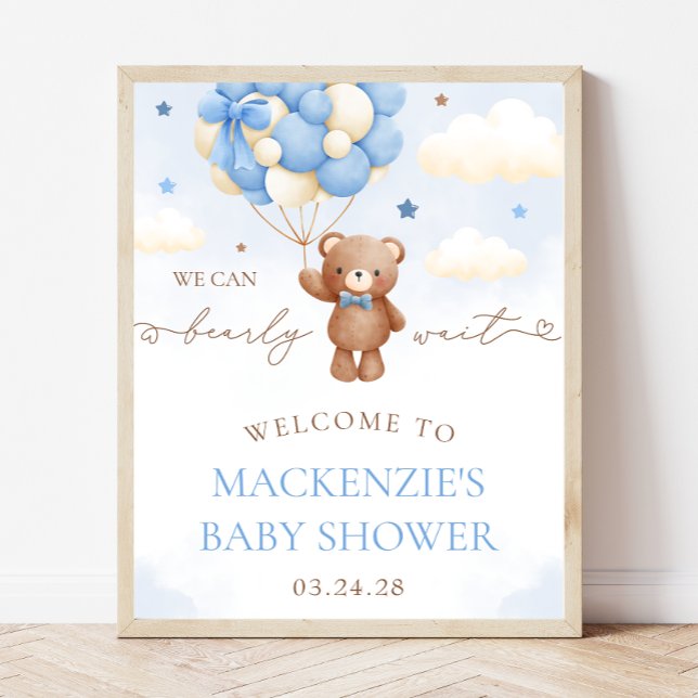 Póster Signo de bienvenida de Baby Shower de Teddy Bear B (Subido por el creador)