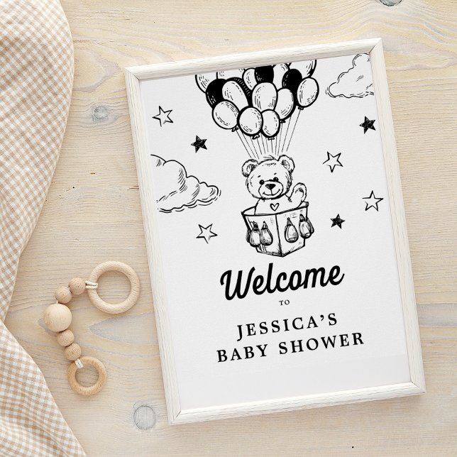 Póster Signo de bienvenida de Baby Shower de Teddy Bear B (Subido por el creador)