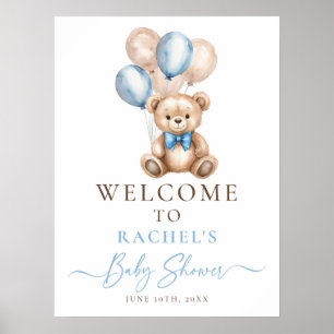 Póster Signo de bienvenida de Baby Shower de Teddy Bear B