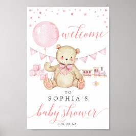 Póster Signo de bienvenida de Baby Shower de Teddy Bear C