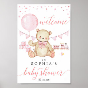 Póster Signo de bienvenida de Baby Shower de Teddy Bear C