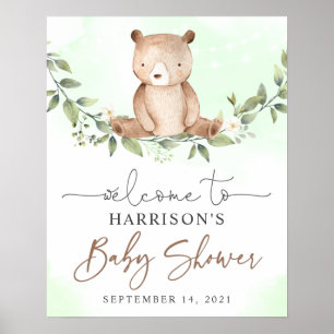 Póster Signo de bienvenida de Baby Shower de Teddy Bear G