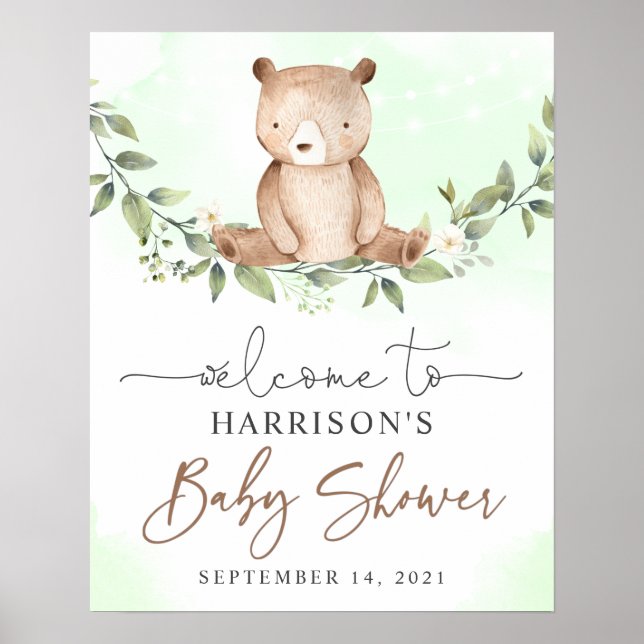 Póster Signo de bienvenida de Baby Shower de Teddy Bear G (Frente)