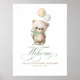Póster Signo de bienvenida de Baby Shower de Teddy Bear S