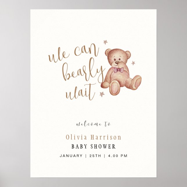 Póster Signo de bienvenida de Baby Shower de Teddy Bear s (Frente)