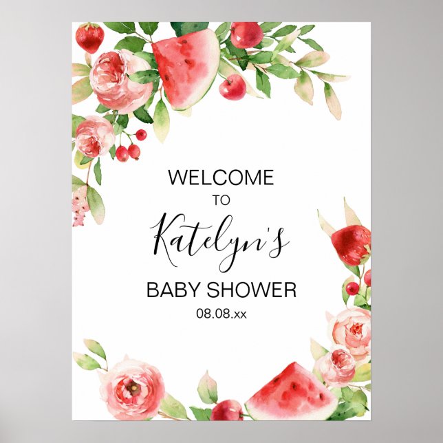 Póster Signo de bienvenida de Baby Shower de verano de fr (Frente)
