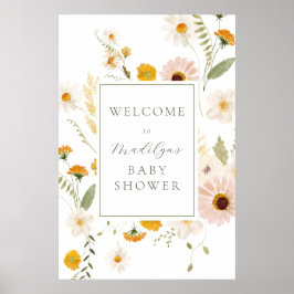Póster Signo de bienvenida de Baby Shower de Wildflower F