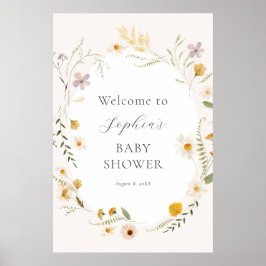 Póster Signo de bienvenida de Baby Shower de Wildflower F