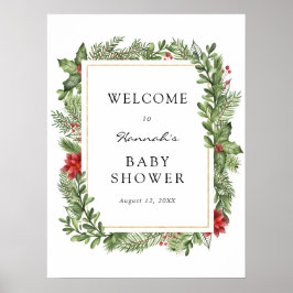 Póster Signo de bienvenida de Baby Shower de Winter Everg