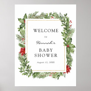 Póster Signo de bienvenida de Baby Shower de Winter Everg