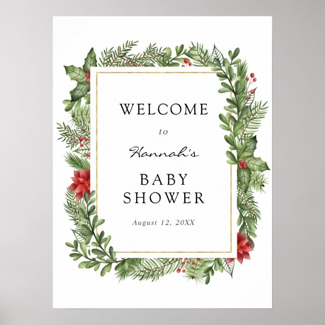 Póster Signo de bienvenida de Baby Shower de Winter Everg (Frente)