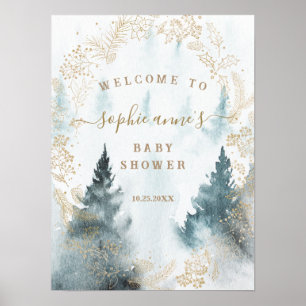 Póster Signo de bienvenida de Baby Shower de Winter Scene