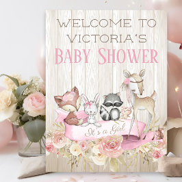Póster Signo de bienvenida de Baby Shower de Woodland par