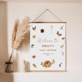 Póster Signo de bienvenida de Baby Shower del Boho Flor s