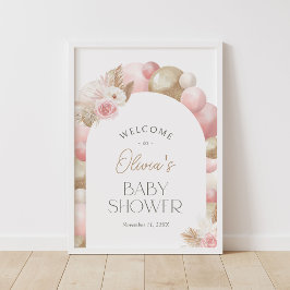 Póster Signo de bienvenida de Baby Shower del Boho Pampas