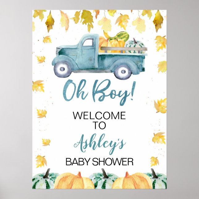 Póster Signo de bienvenida de Baby Shower del camión de c (Frente)