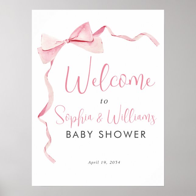 Póster Signo de bienvenida de Baby Shower del Chica de ci (Frente)
