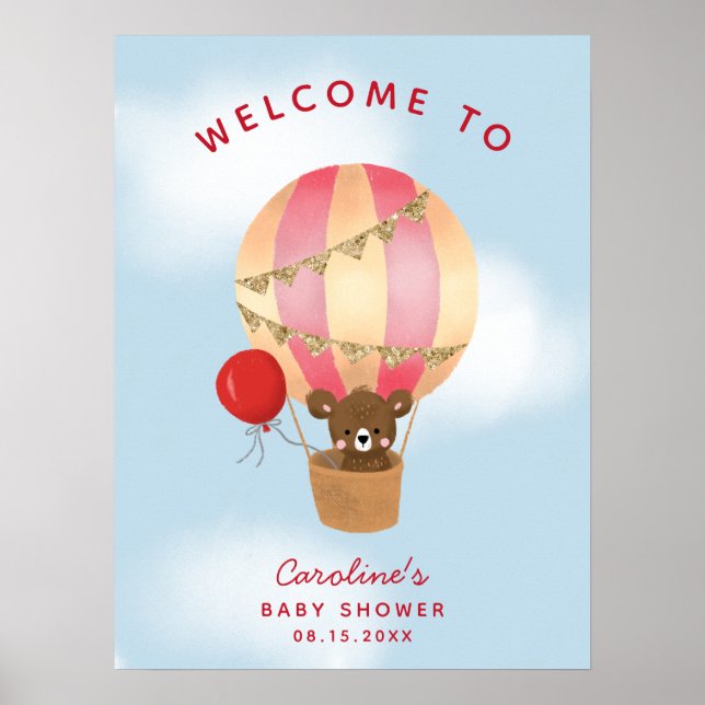 Póster Signo de bienvenida de Baby Shower del Chica de gl (Frente)