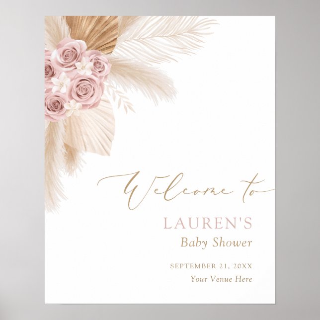 Póster Signo de bienvenida de Baby Shower del Chica de Gr (Frente)